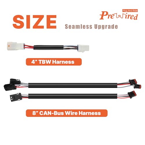 8" Extended CAN-Bus Harness Switch Control Wire & 4" TBW Throttle by Wire Handlebar Extension Kit for Harley 2016-2023 Touring and Softail Models - style: 8" and 4"