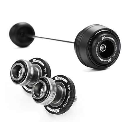 Compatible with Motorcycle S1000RR S1000R S1000XR S 1000RR 1000R 1000XR 2008-2023 2024 2025 2026 Front Wheel Axle Crash Protector Pad Rear Swingarm Spools Slider Stand Accessories (Black) - color: Black