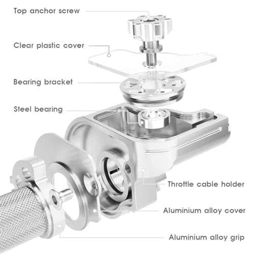 Throttle Grip Throttle Cable Motorcycle 22mm Universal CNC Aluminum Accelerator Throttle Twist Grips Handlebars for KLX CR CRF EXC XR TTR CB SSR ATV Dirt Bike Pit Bike - color: Silver