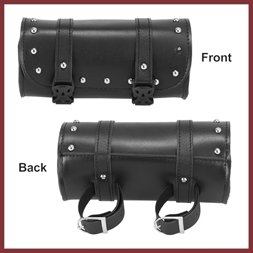 Universal Motorcycle Fork Handlebar Tool Bag Cycling Storage Pouch Bag Waterproof Faux Leather Black Replace Parts