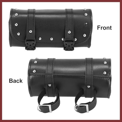 Universal Motorcycle Fork Handlebar Tool Bag Cycling Storage Pouch Bag Waterproof Faux Leather Black Replace Parts