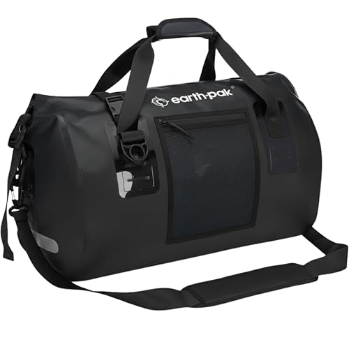 Earth Pak Waterproof Duffel Bag - Heavy Duty Motorcycle Dry Bag with Large Storage Space Perfect for Traveling, Camping, Kayaking, Fishing & Canoeing Bag 50L/70L/90L/120L Sizes - color: Black, size: 120L
