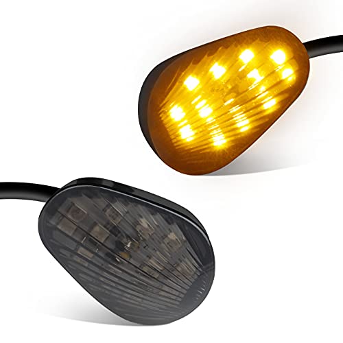 Flush Mount Motorcycle Turn Signals Smoked Lens led Blinkers Compatible with Yamaha YZF R1 R3 R6 R6S FJ 09 FZ MT 07 09, Amber - color: For Yamaha