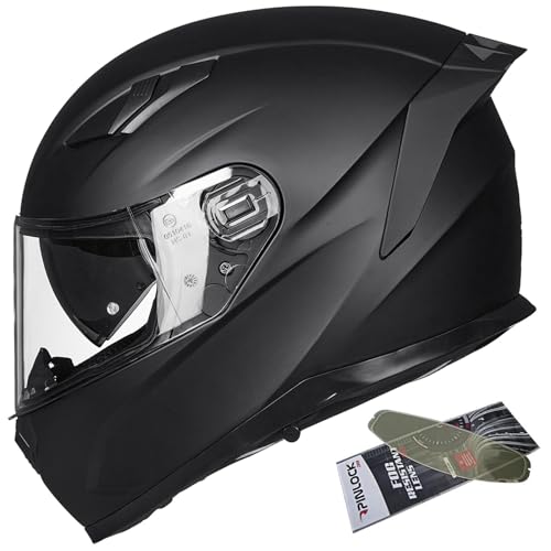 ILM Motorcycle Helmets Full Face with Anti-Fog Pinlock for Cascos para Motos Snowmobile Mens Women Heated Shield Compatible DOT Model 129 - color: Matte Black, size: Large