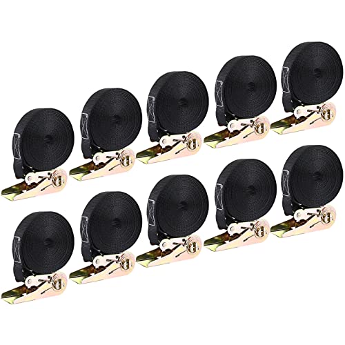 LIFERUN 10 Pack 1" x 20' Ratchet Straps Heavy Duty, 1760lbs Break Strength Endless Ratchet Strap, NO Hook, Tie Down Straps for Motorcycles, Goods, Luggage,Black - color: Black