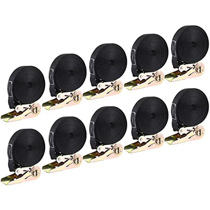 LIFERUN 10 Pack 1" x 20' Ratchet Straps Heavy Duty, 1760lbs Break Strength Endless Ratchet Strap, NO Hook, Tie Down Straps for Motorcycles, Goods, Luggage,Black - color: Black