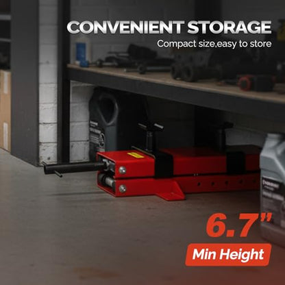 TUFFIOM 1100LBS Motorcycle Scissor Lift Jack, Height Adjustable with Safety Pin & Support Saddles, Foldable Motorcycle Center Stand for Dirt Bike ATV, Red - size: w/Support Saddles
