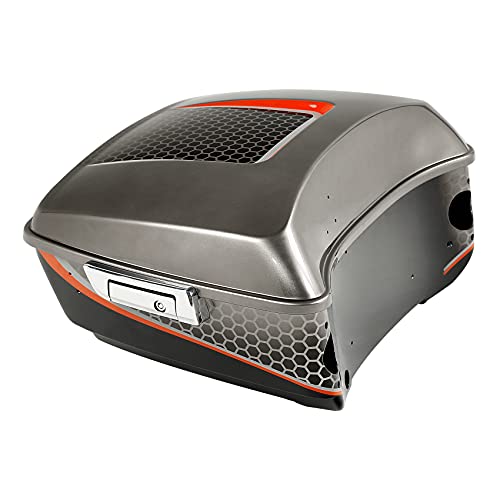 Black Honeycomb Fade CUSTOM CHROME 13.7" King Trunk W/Latch Key Fit For Harley Trunk Touring CVO Road King Road Glide Street Glide Electra Glide Ultra Limited 2014-2025 - color: Black Honeycomb Fade CUSTOM CHROME