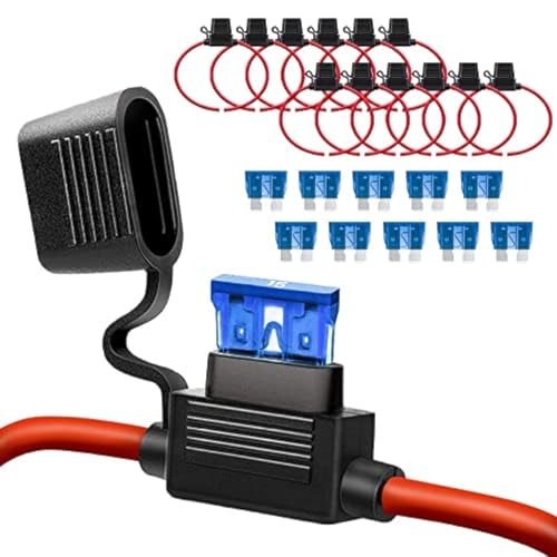 10 Pack 14 AWG Inline Fuse Holder - 12V-DC ATC/ATO 14 Gauge Fuse Holder for 15A Blade Fuse - size: 14 AWG