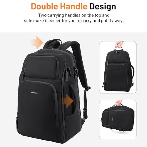 Oumurs Motorcycle Helmet Backpack for Long Travel with 30-40L Expandable Large Capacity Laptop Backpack Water-resistant Black 600D Polyester - color: 40l Black