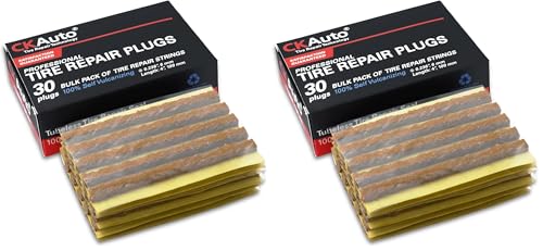 CKAuto 30pcs 4" Brown Tire Repair Strings, Automotive Tool Tire Repair Plugs for Tubeless Off-Road Tires Car, Bike, ATV, UTV, Wheelbarrow, Mower (Pack of 2) - color: Brown, size: 4" x φ0.236" 30pcs (Pack of 2)