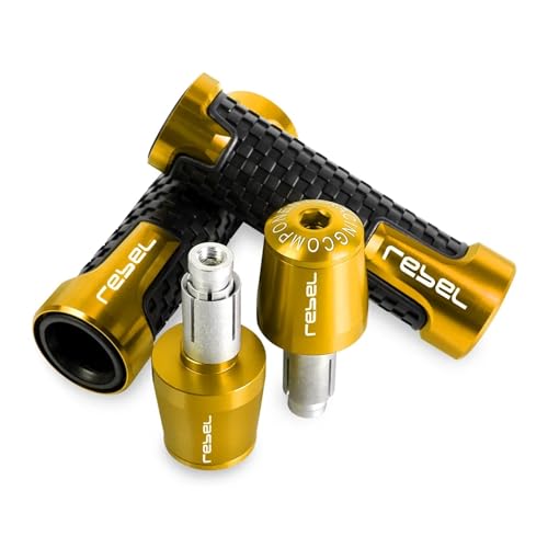 7/8'' Anti-Slip Grip Hand Motorcycle Handlebar Handle Bar Grips End Plugs For HONDA Rebel300 CMX500 CMX300 Rebel CMX 500 300(A-GOLD) - color: A-GOLD