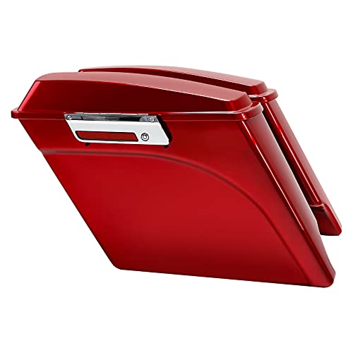 XFMT Motorcycle Saddlebags 5" Stretched Saddle Bags Extended Hard Saddlebag W/Chrome Latches For Harley Touring Road King Street Glide Road Glide Electra Glide 1993-2013, Red - color: Red, size: 5" Extended
