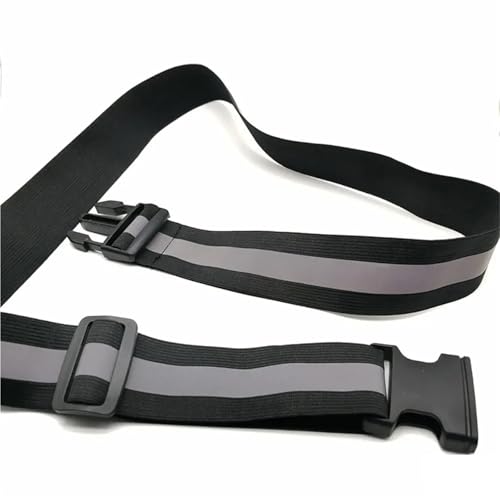 Reflective Bands 8pcs 4x120cm Reflective Elastic Belt Jogging Reflective Strap Adjustable Nighttime Safety Construction Work Gear Trekking Camping for Cycling Running - color: Black