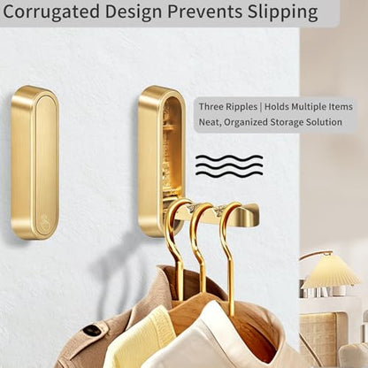 2PCS Foldable Wall Hooks, Flip Down Design with 40 lbs Heavy-Duty Capacity, Retractable Wall Hooks for Bathroom, Bedroom & Entryway Space Saving (Gold) - color: Gold, size: 2 Hooks