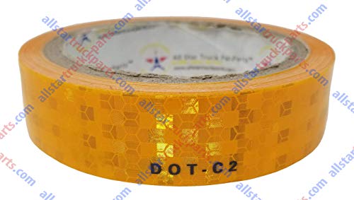 DOT-C2 Reflective Tape, Yellow/Orange Safety Warning Hazard Caution Conspiciuity Tape for School Bus Truck Trailer Boat Semi Motorcycle Bike and Helmet Waterproof (1 in x 20 FT) - size: 1 IN x 20 FT