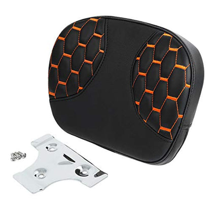 SLMOTO Detachable Leather Sissy Bar Backrest Passenger Pad Bracket Fits For Harley Touring Road King Electra 2014-2023, Brown Stitching - color: Oranger Passenger Backrest PAD