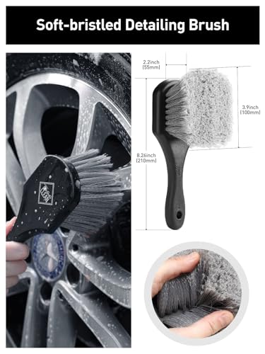 Fantasticlean 6PCS Car Wheel Brush Kit, Tire Brush for Cleaning Tires, Soft Rim Brush, Bendable Wheel Cleaner Brush, Double-Ended Detailing Brush, Applicator Pads, Wheel Brushes for Cleaning Wheels - size: 6PCS-WDK001