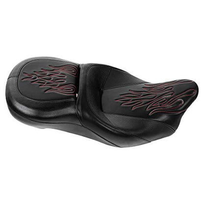 C.C. RIDER Driver Rider Passenger Seat - 2-Up One-Piece Seat Fit for Harley Touring Road King Street Glide Road Glide Electra Glide 2009-2023 - color: Motorcycle Seat Red
