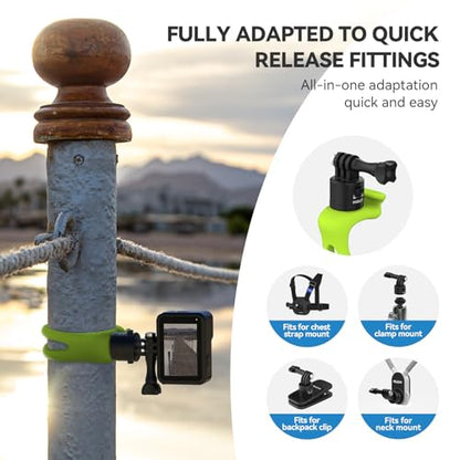 TELESIN S2 Camera 360 Flexible Mount Band Wrap Quick Release, Bike Motorcycle Handlebar Bar Tube Stick Pole Mounts Accessories for GoPro Hero 13 12 11 10 9 Insta360 X3 X4 DJI Action 5 Pro 4 Pocket 3 - color: Green