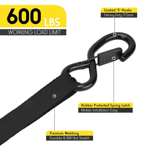 Retractable Ratchet Straps | 2 Heavy Duty Ratchet Straps Self Retractable Tie Down Straps with Soft Loops & Storage Bag for Motorcycle, Truck, Trailer | 1100 Lb Break Strength 1” x 7’ - size: 2 Pack