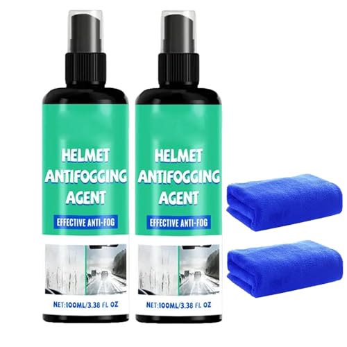 2PCS Anti Fog for Motorcycle Helmet Visor, Safe Streak-Free Lens Cleaner, Anti-Fog Motorcycle Helmet Defogger for Instant Fog Removal Safe Clear Visibility Goggles Football Hockey