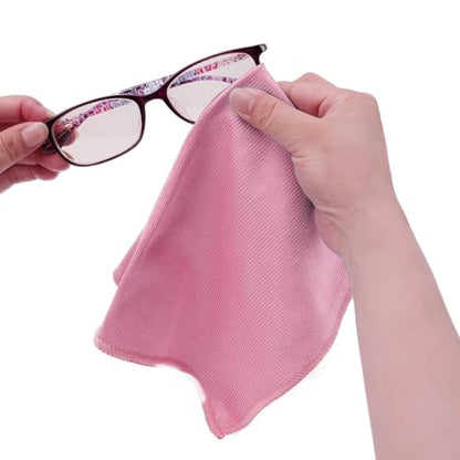 6Pcs Glass Cleaning Cloth for Window Eyeglass Mirrors Stainless Steel - color: Pink
