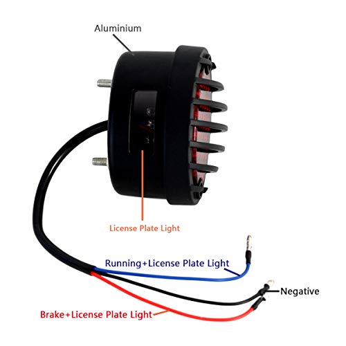FATECIM Motorcycle Custom Oval-shaped LED Tail Light Cat Eye Rear Running Light Brake Light Stop Light Red Lens Integrated License Plate Lamp Universal Fit for Motorcycle/Cruisers/Bikes (Black) - color: Black/Red
