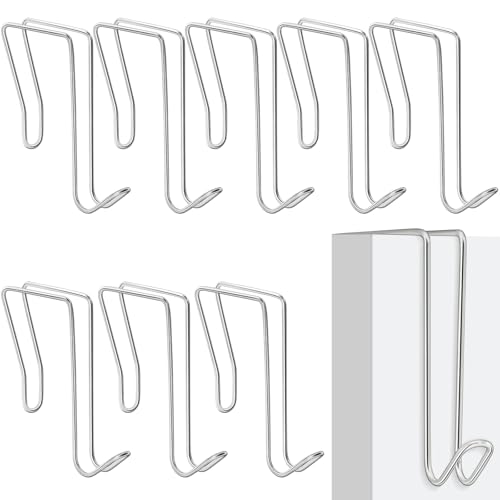 Oudain 8 Pack Wire Cubicle Hooks for Coat Wall Panel Over Cubicle Hanger Accessories for Office Partition Door Picture (Silver) - color: Silver
