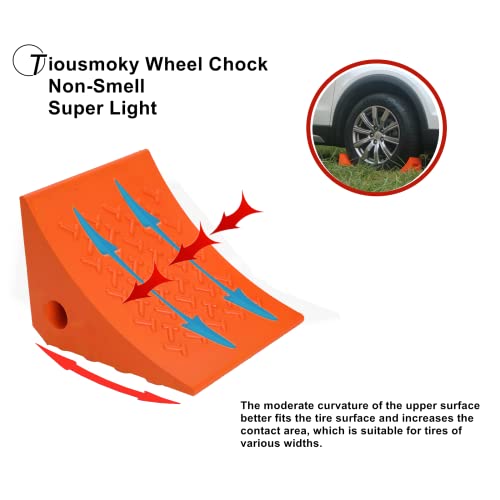 Wheel Chocks, Rubber Wheel Chock with Curved, Durable, Non-Slip, Solid Trailer Wheel Chocks for Boat Trailers, RV, Truck, Camper, 30000lbs, 4pack (Orange) - color: ORANGE-4