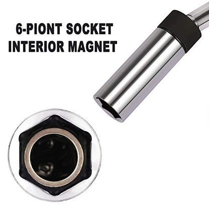 CASOMAN 5/8" Swivel Magnetic Spark Plug Socket, 3/8" Drive x 8-Inch Ext. Bar Length, 360 Degree Swivel, Enhanced Magnetic Design, 6 Point, Cr-V Steel - size: 5/8" × 8-Inch Total Length