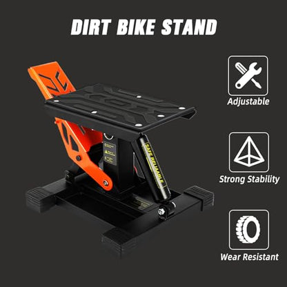 Motorcycle Lift Stand Dirt Bike Jack Stand 1000Lbs Capacity Hydraulic Lift Adjustable Height Hoist Table for Dirt Pit Bike Ebike Repair Maintenance KLX CRF Surron Talaria eRide Tuttio