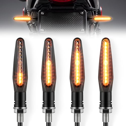 LivTee Super Bright 4PCS Motorcycle Indicators Flowing LED Turn Signal Lights 12V for Motorbike Scooter Quad Cruiser Off Road, Amber Yellow - color: Amber Yellow, size: Strip
