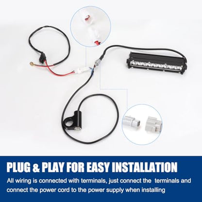 Dirt Bike LED Headlight Bar & Upgrade Mounting Bracket 60W Motorcycle Light bar Kit Wiring Harness for KLX110 YFZ450 CRF110 YZ250F CRF250F TTR110 XR150L ATV Motocross for 7/8" Handlebars Plug-Play - color: Single Switch+Upgrade Mount kit