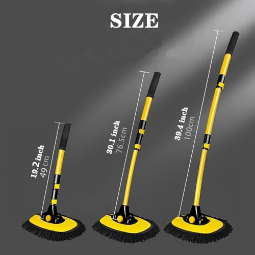 MVEQRRN Upgrade Car Wash Brush Mop with Long Handle,Microfiber Mitt Car Cleaning Supplies Kit Car Wash Kit Tools Accessories - color: Yellow-002