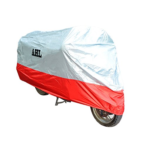 AHL Motorcycle Cover All-Weather Waterproof Dustproof UV Protective Breathable Indoor Outdoor Cover(L,R) - color: red, size: L