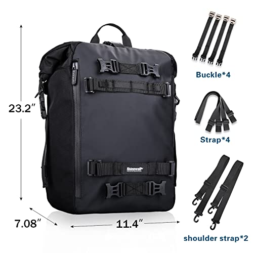 Rhinowalk Motorcycle Bag, 20L Black, Multifunctional Rear Rack Trunk Seat Bag, Motorbike Saddle Bag, Compatible with Motorcycle - size: 20L