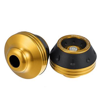 X AUTOHAUX Pair Motorcycle Wheel Front Fork Frame Sliders Falling Protection Gold Tone Universal - color: Gold Tone