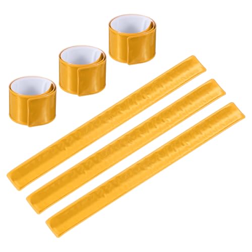 Reflective Slap Bands, 6 Pcs Reflector Band Snap Bracelet Armbands High Visibility Safety Reflectors Wrist Strap Strips for Night Jogging Cycling Running Hiking, Yellow