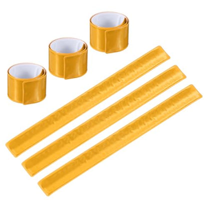 Reflective Slap Bands, 6 Pcs Reflector Band Snap Bracelet Armbands High Visibility Safety Reflectors Wrist Strap Strips for Night Jogging Cycling Running Hiking, Yellow