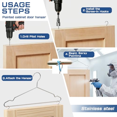 20 Pack Cabinet Door Hangers for Spray Painting & Paint Drying Kit | Positioning Lock, 25 lbs Capacity, Less Flipping, More Stable Hanging