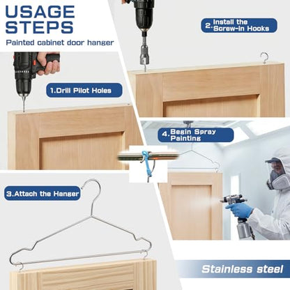 20 Pack Cabinet Door Hangers for Spray Painting & Paint Drying Kit | Positioning Lock, 25 lbs Capacity, Less Flipping, More Stable Hanging