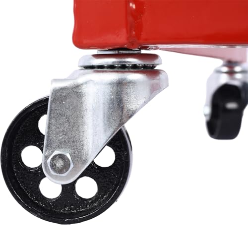 Garvee Heavy Duty Motorcycle ATV Engine Cradle Dolly, 1500 Lbs Capacity Engine Stand with 4×360° Swivel Wheels, Adjustable Width & Height, Rubber Pads & Tie-Down Points for Repair - color: Red