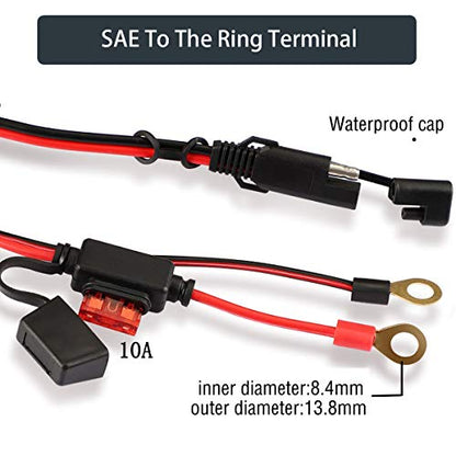 iMESTOU 2FT SAE O Ring Terminal Harness with 10A Fused 2-Pin Quick Disconnect Plug (2PCS-Pack) … - color: 2PCS-Pack