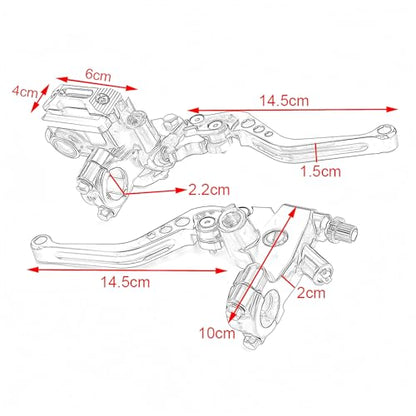 Universal Motorcycle Brake Lever 7/8" 22mm Handlebar CNC Hydraulic Master Cylinder Reservoir Clutch Pump Left & Right Set - color: Green
