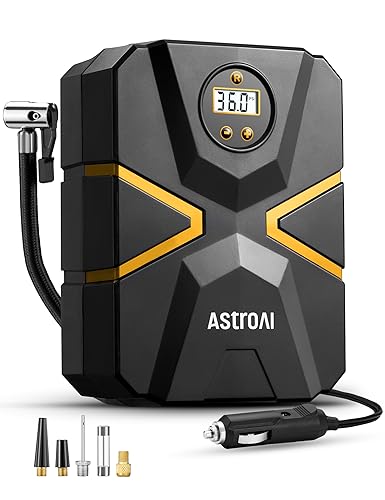 AstroAI S1 Tire Inflator Portable Air Compressor 12V DC 150PSI with Digital Gauge, Auto Shut-Off Preset Pressure Fast Inflation, Compact Air Pump for Car Tires, Motorcycle, Bike, Ball, Inflatables