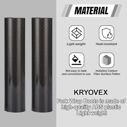 Motorcycle Fork Boots - Carbon Fiber Shock Guard Protector, 220mm Universal Fit for Dirt Bike & Street Motorcycles (2 PCS) - size: 190mm