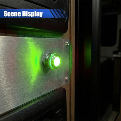 8mm/0.31" Signal Indicator Light, AC/DC 12V-24V Metal Shell Warning Lamps with Wire, Waterproof Panel Mount LED Signal Pilot Lamp, LED Dash Lights for Car Truck Boat Motorcycle (Green) - color: Green