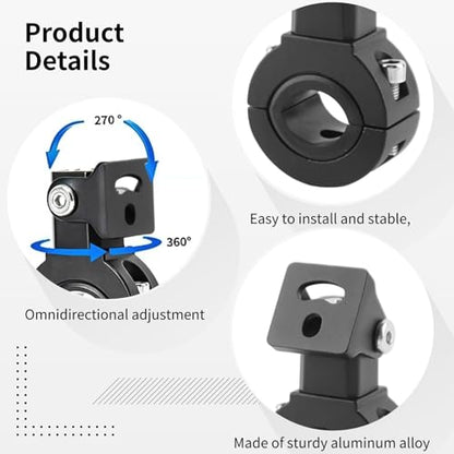 2 Pcs Motorcycle Driving Light Mount Bracket, Universal Adjustable LED Bar Clamp, 0.7 to 1.3 in Tube Fitment, Long-Lasting No-Drill Aluminum Alloy for ATV UTV Vehicle
