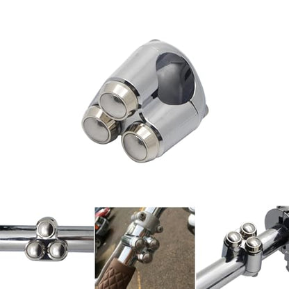 Universal 3 Buttons CNC Hand Control Momentary Switch Micro Switch, for 7/8 22mm Bars Handlebar Bobber Cafe Racer Chopper (Chrome) - color: Chrome, size: 7/8 Inch